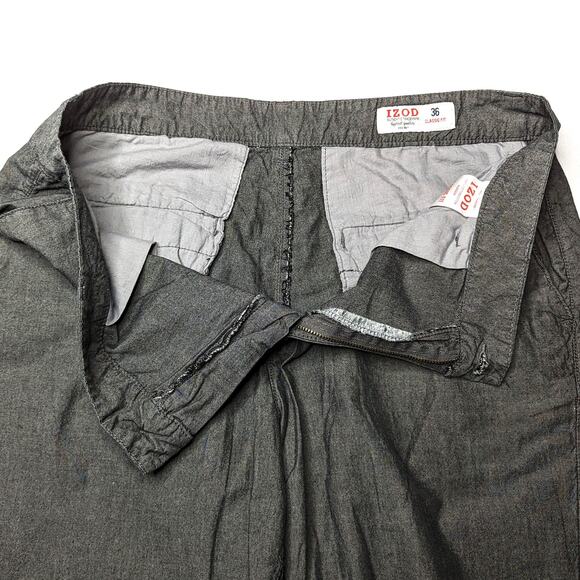 Men's Shorts Izod Flat Front Shorts for Men Charcoal 36 - Picture 4 of 4